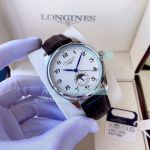 Hot Sale Replica Longines Watch White Dial Stainless Steel Case Leather Strap Men's Watch 40mm